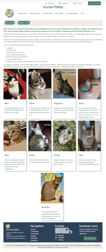 Capture d'écran nouvelle page adoption