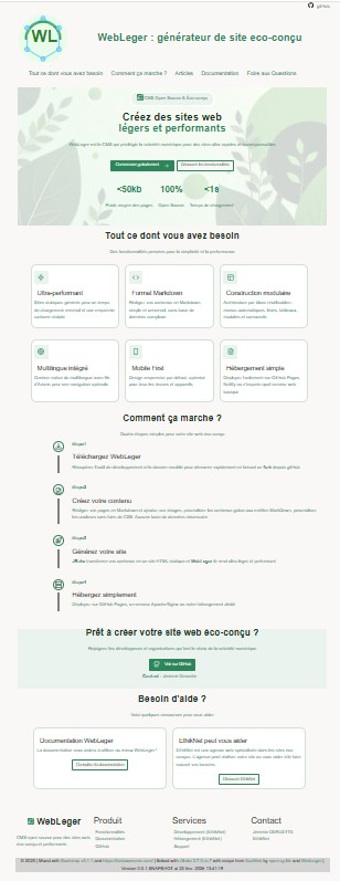 Capture d'écran page d'accueil