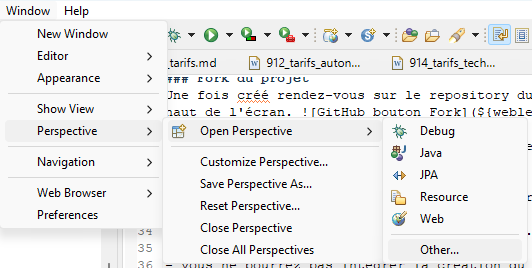 Ouvrir la perspective GIT