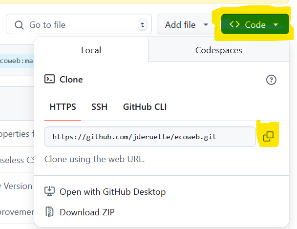 Obtenir l'URL de clonage de votre repository